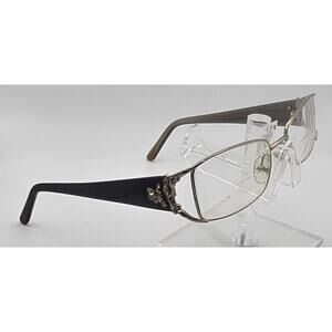 Luxe Eyeglass Frames Brown Gold Crystal Accent Hinges 53-17-135 Full Rim K8